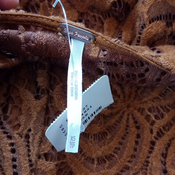 FREE PEOPLE Bronze Crochet Knit Dress