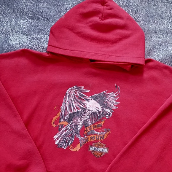 Vintage Y2K Harley Davidson Flying Eagle Hoodie Live To Ride, Ride to Live