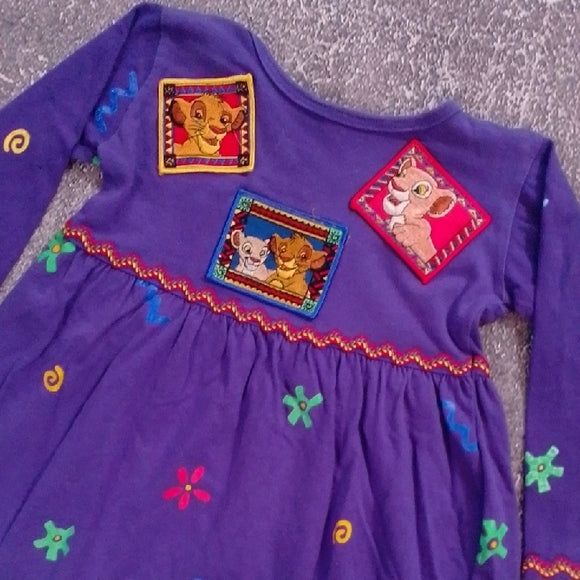 Vintage 90s Disney The Lion King Longsleeve Floral Dress