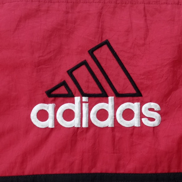 Vintage 90s Adidas Essential Striped Winter Jacket With Hood RED/White/BLACK