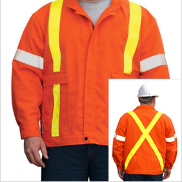 AGO Essential Workwear Denim Orange Jacket With Hoodie ARC/FR #HO-325