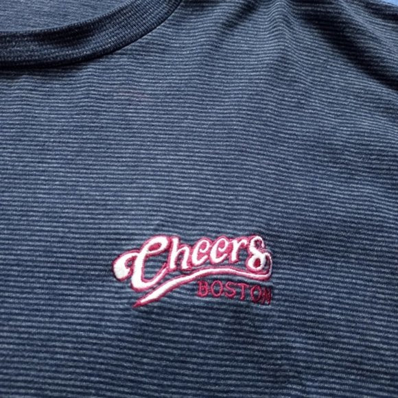 Vintage Cheers Boston Embroidered Striped Shirt