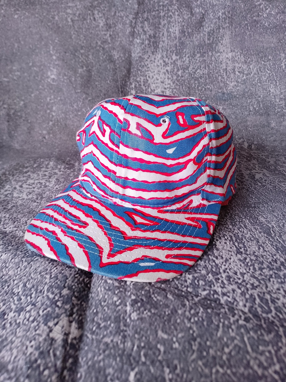 Vintage RED/Blue Zebra Print snap-back Hat