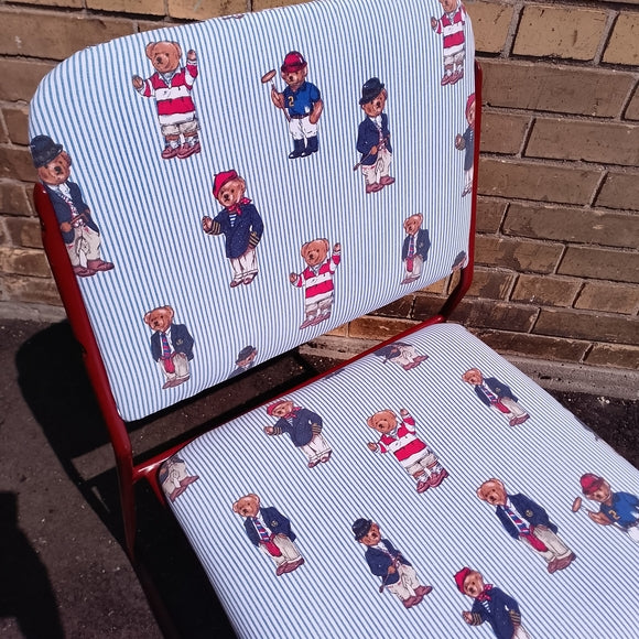 Vintage 90s Ralph Lauren Polo Bear Upholstered Stack Chair – One of a Kind