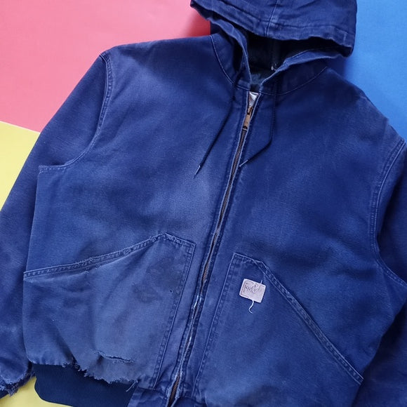 Vintage 90s Walls Carhartt Style Canvas Distressed Work Jacket Sun Faded