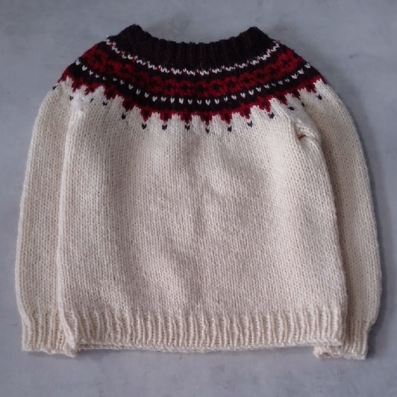 VINTAGE Cozy Cream and Red Knit Sweater