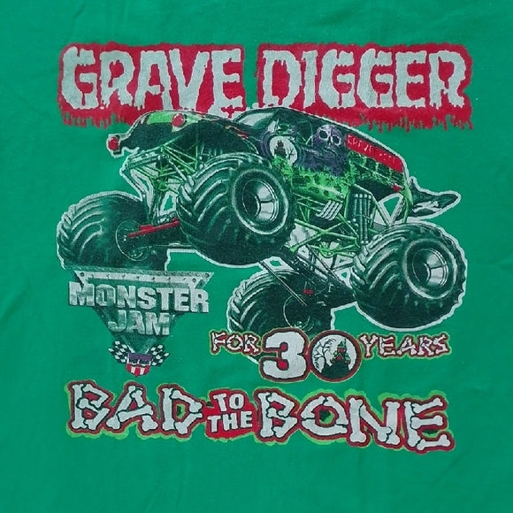 MONSTER JAM Monster TRUCK GRAVE DIGGER BAD 2 THE BONE T-SHIRT