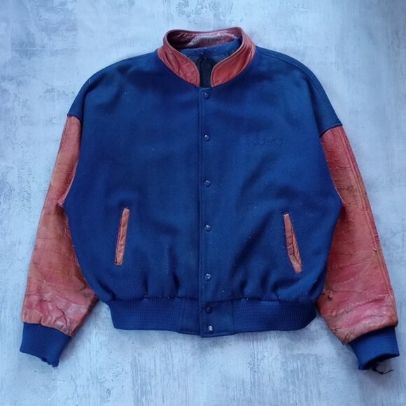 Vintage 90s KGFC Varity Essential Wool/Leather Jacket