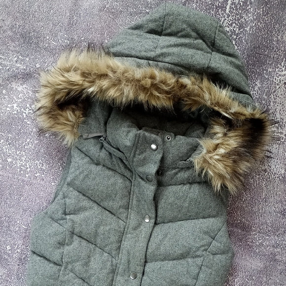 GAP WINTER WARMTH WOOL /GOOSEDOWN Gray Hooded Vest OUTDOOR EDITION