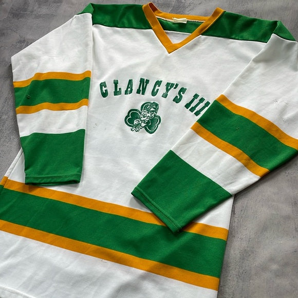 Vintage 90s CLANCY'S III Clover Leaf Hockey Jersey #10