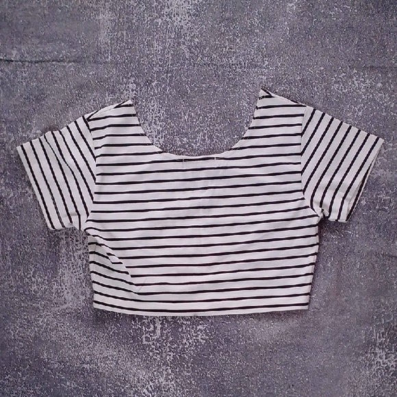 VINTAGE SPICE GIRL STYLE Striped CREAM AND BROWN Crop Top MISS JULI