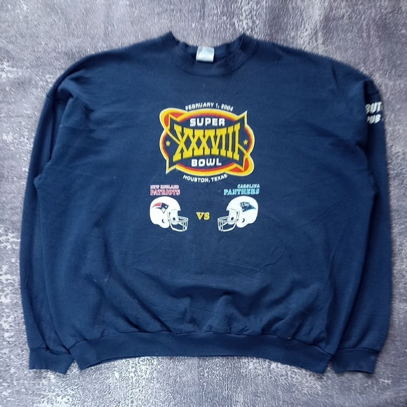 Vintage 2004 Super Bowl XXXVIII Navy Sweater Crewneck