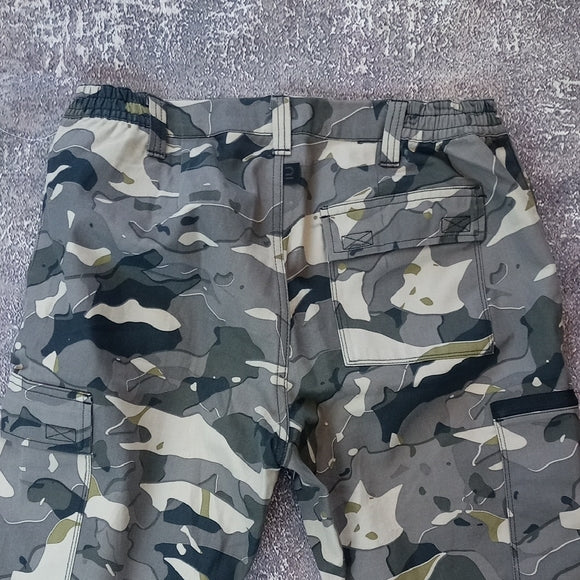 DECATHLON ROBUST CARGO TROUSERS STEPPE 300 CAMOUFLAGE WOODLAND GREY