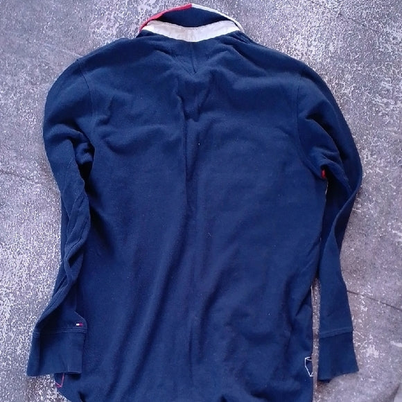 Tommy Hilfiger Navy and Red Rugby Shirt CUSOTM FIT