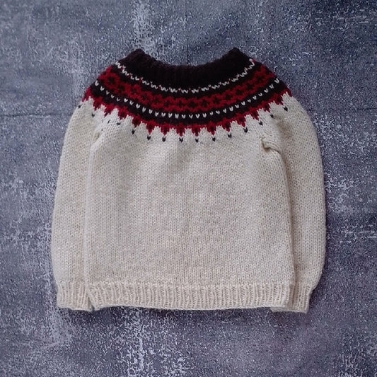 VINTAGE Cozy Cream and Red Knit Sweater