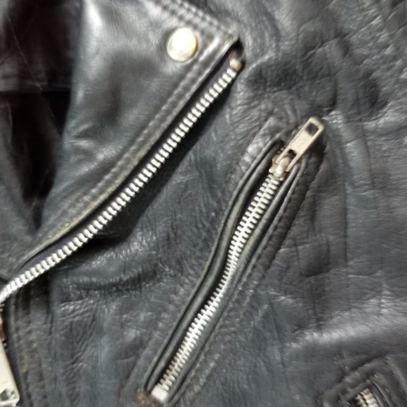 Vintage 80s Echtes Leder Echt Leer Leather Motorcycle Jacket
