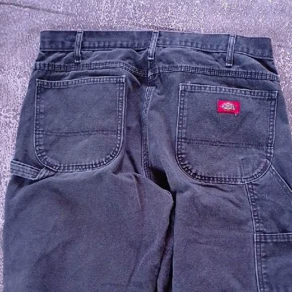 DICKIE BIG BAGGY LIGHT DISTRESSED DENIM JEANS FADED BLACK