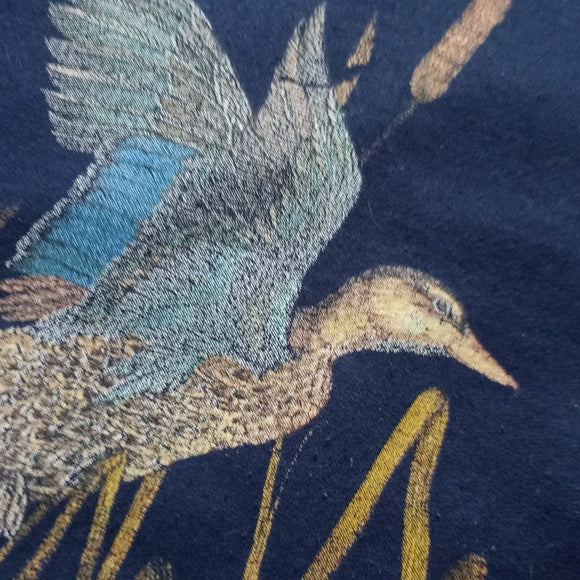 Vintage 90s Flying Ducks Big Print All Over Crewneck Sweater