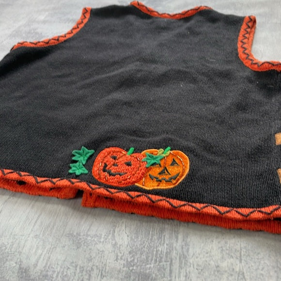 Vintage Halloween Cat Pumpkins Ugly Sweater Button-Up
