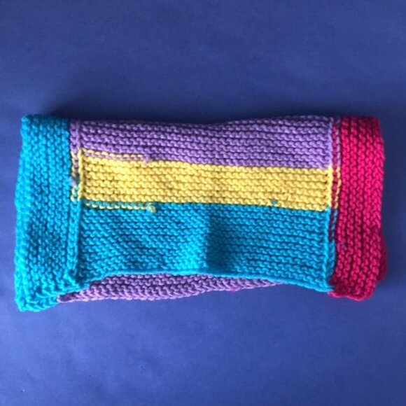 NWOT Vintage Hand-Knitted Made-in-Canada Colourful Baby Welcoming Mini Blanket