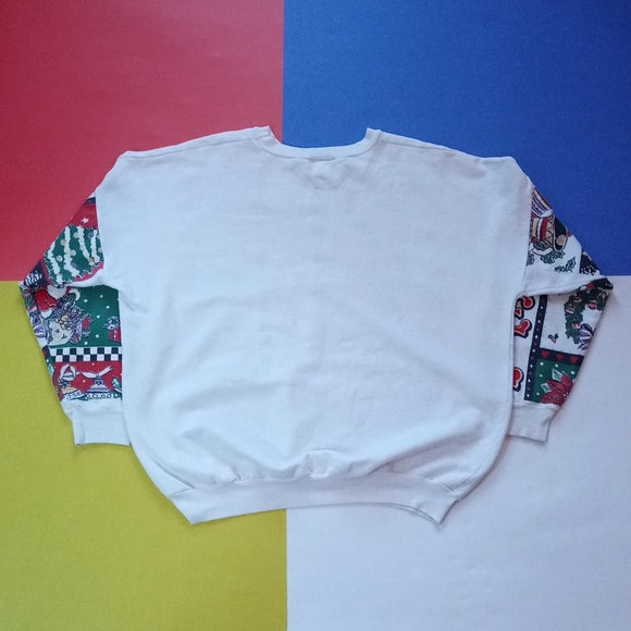 Vintage 90s Christmas NOEL Big Print All Over Crewneck Sweater