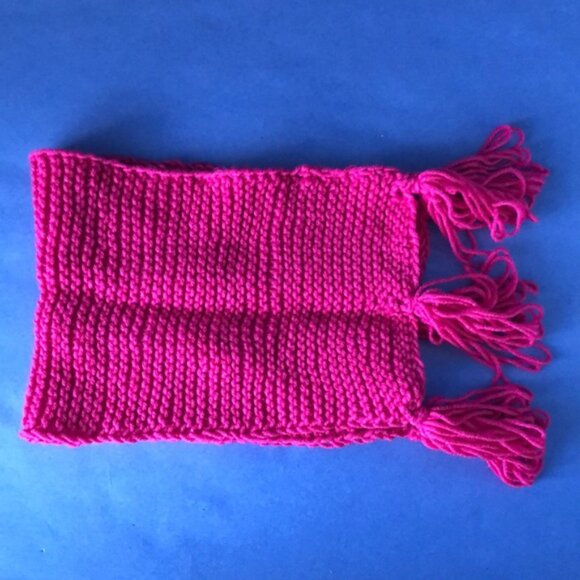NWOT Vintage Hand-Knitted Made-in-Canada Colourful Pink Warm Scarf