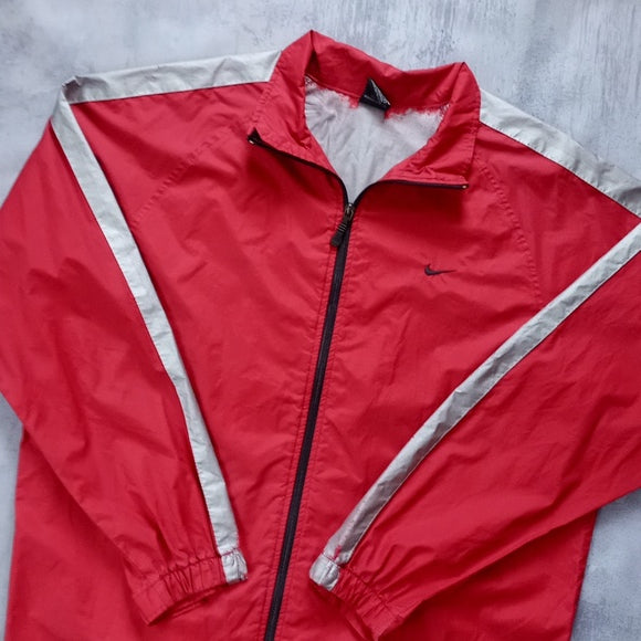 Vintage Y2K Red Silver Essential Nike Windbreaker Jacket