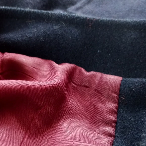 VINTAGE 80s Women's Black Jacket PEA COAT STYLE WOOL