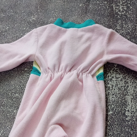 VINTAGE Kids One Piece with Bunny Design - Pink and Teal OPTI ZIPPER