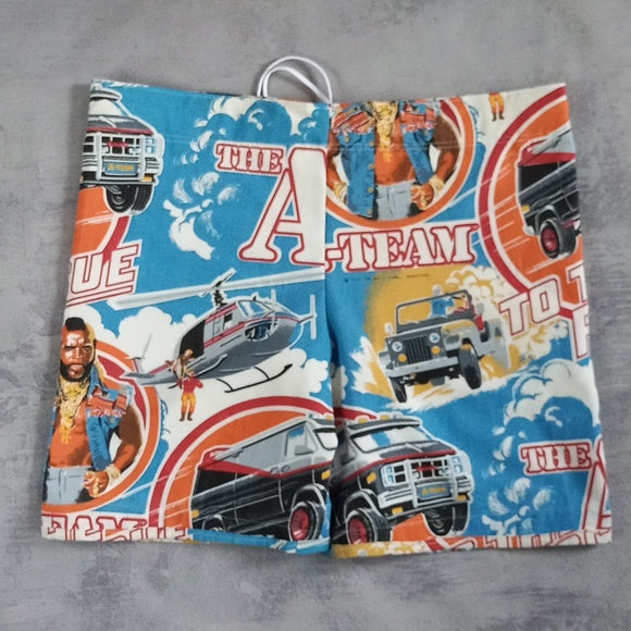 Vintage 1983 Boom Box Benny's "The A-Team" Custom Patchwork Shorts – UNISEX