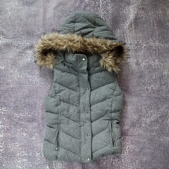 GAP WINTER WARMTH WOOL /GOOSEDOWN Gray Hooded Vest OUTDOOR EDITION