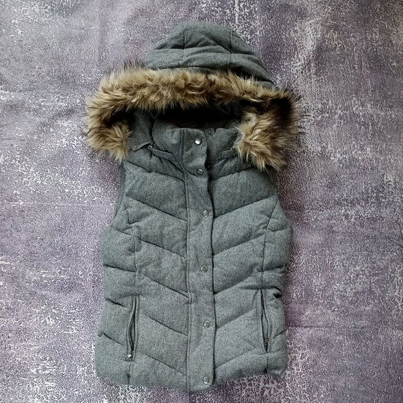 GAP WINTER WARMTH WOOL /GOOSEDOWN Gray Hooded Vest OUTDOOR EDITION