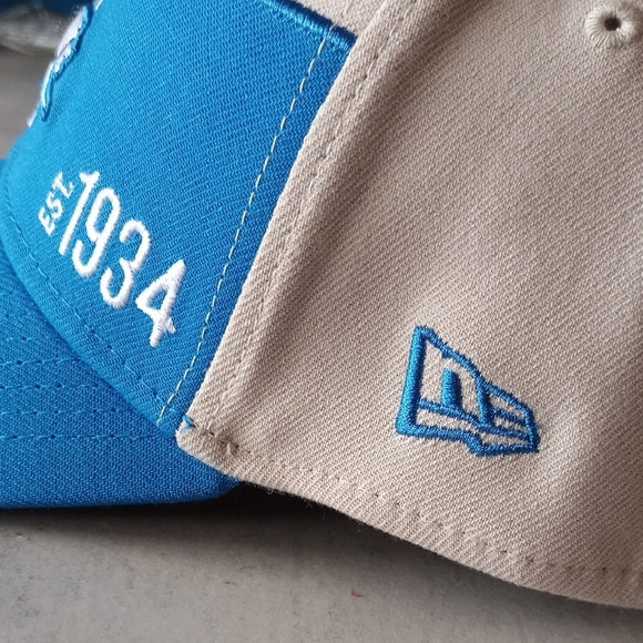 NWOT New Era Cream/Blue Detroit Lions 2023 Sideline Historic 39THIRTY Flex Hat