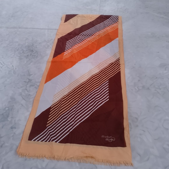 Vintage Monique Martin Heritage Geometric Scarf Brown Orange White Made in Italy