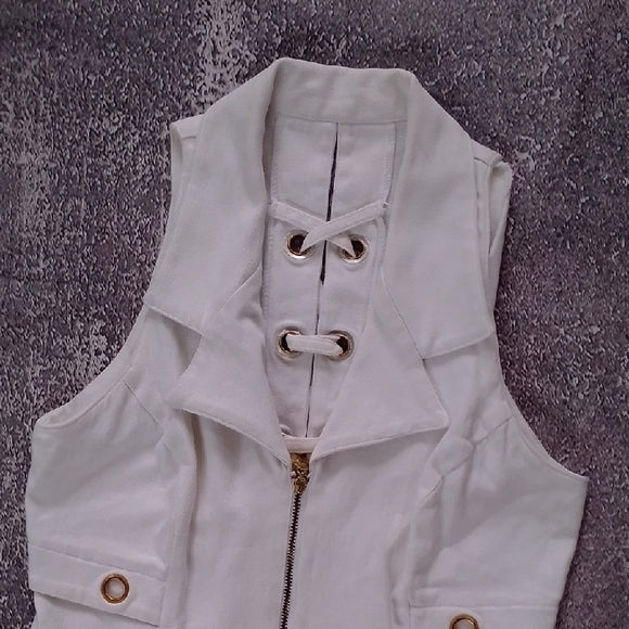 VINTAGE 90s CAPACITY UNLIMITED Stylish White Sleeveless Jacket