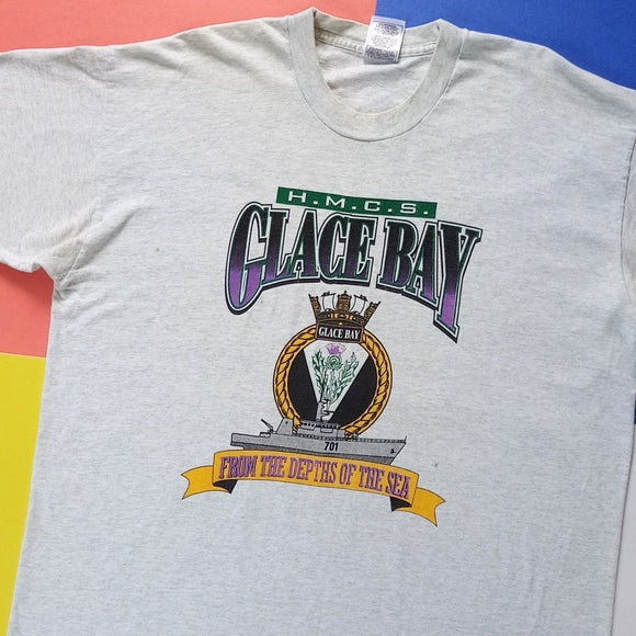 Vintage 90s Glace Bay Military Ship Single Stitch T-Shirt From The Depths Of The