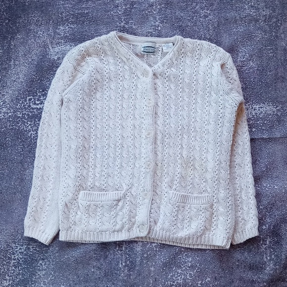 Vintage 90s Fisherman Style Weave Cardigan Sweater