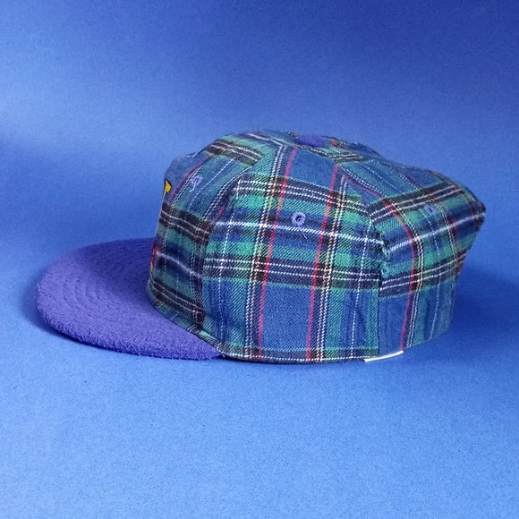 Vintage DISNEY Mickey Embroidered Tartan Snapback Hat UNISEX