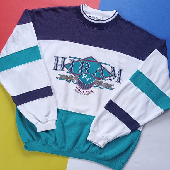 Vintage 90s Hiram HC Collage Color Block Crewneck Sweater