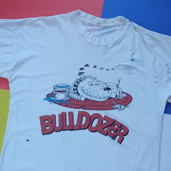 Vintage 90s Distressed BULLDOZER Sleeping Dog Graphic Tee The Original Bullies