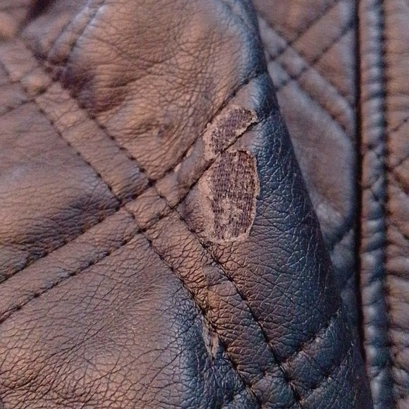 Quilted Faux Leather Jacket - Black - CLEO