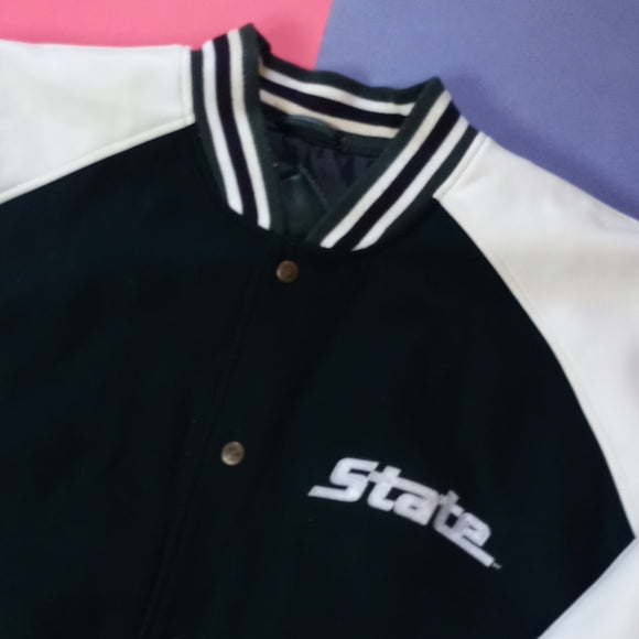 Michigan State Spartans Steve & Barry's Wool Varsity Jacket Faux Leather