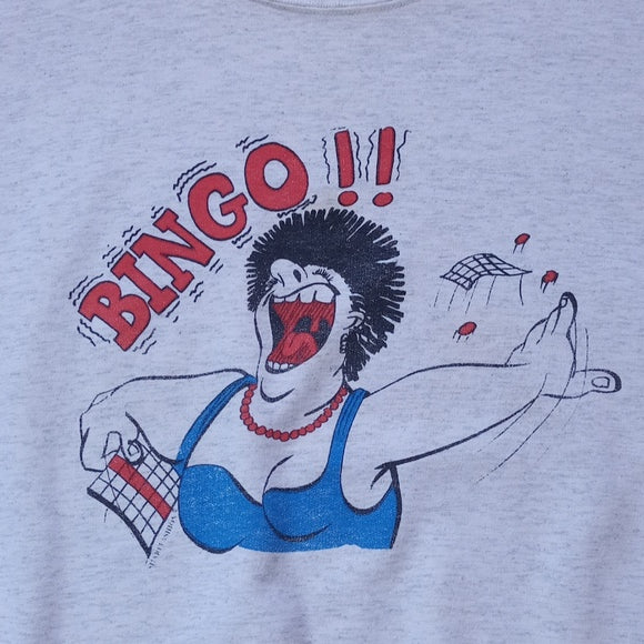 Vintage 90s Women Screaming BINGO Graphic Crewneck Sweater