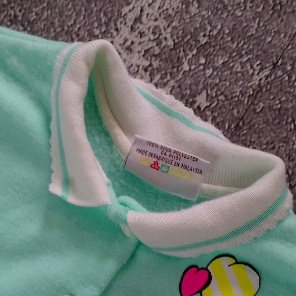 Vintage Cat Aqua Kids One Piece with Cartoon Print