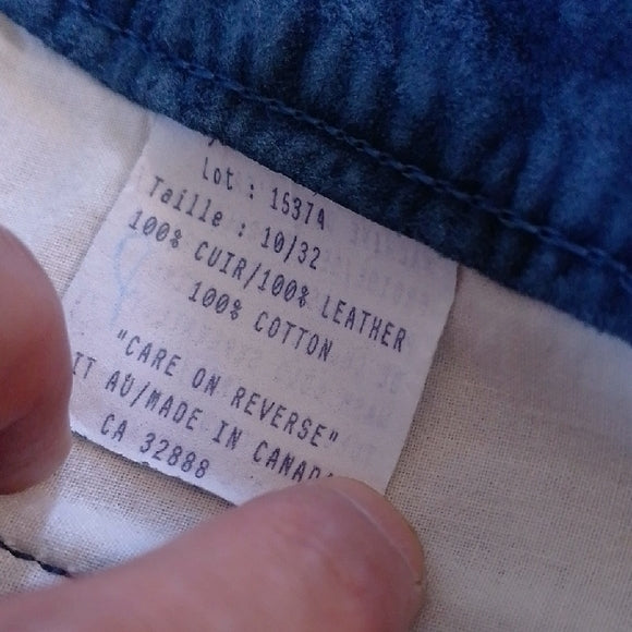 Vintage 90s SKOTTS SUEDE Vibrant BLUE LEATHER Pants WASHABLE