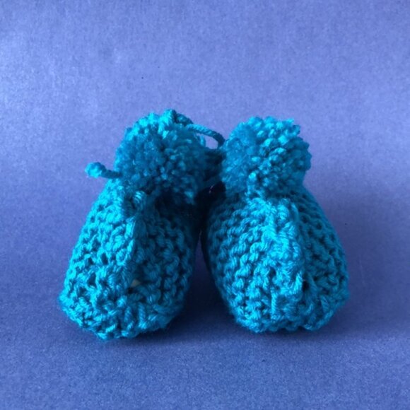 NWT Vintage Handmade Knitted Teal Children’s Slipper Booties