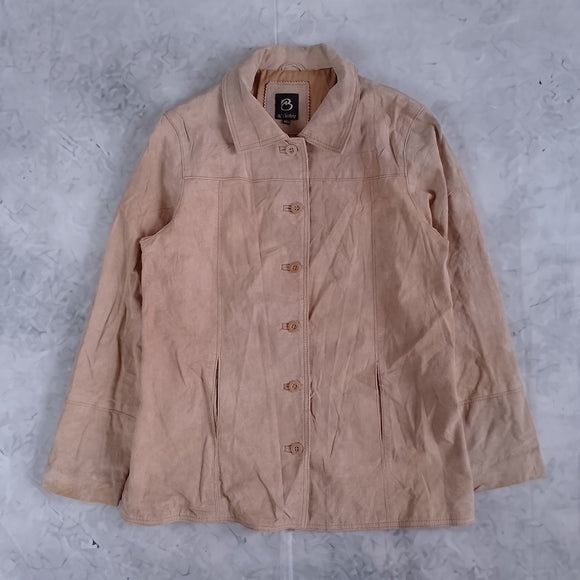 BC Clothing Cream Suede Button-Front Jacket
