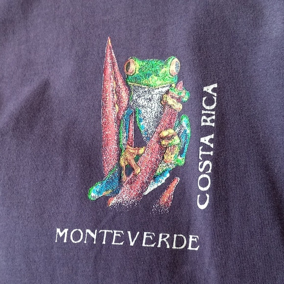 Vintage 90s Red-Eyed Leaf Frog Monteverde Costa Rica Single Stitch T-Shirt UNISE