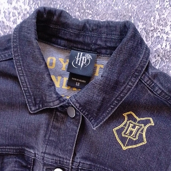Harry Potter Hufflepuff Denim Jacket with Gold Badger