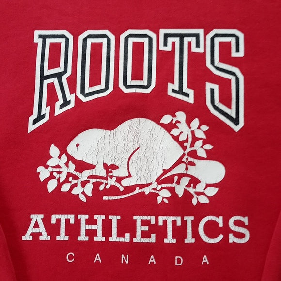 Vintage 90s Roots Athletics Beaver Red Crewneck Sweater